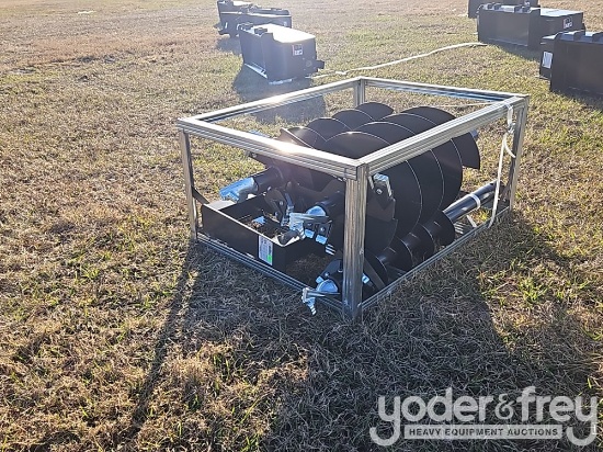 JCT Hydraulic Auger Drive c/w Quick Attach Bits, 9", 12", 18", Special Alloy Bits to suit Skidsteer