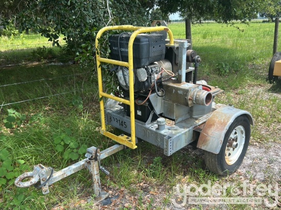 4" DBL Diaphragm DD-OP-D-T Water Pump, Single Axle Trailer