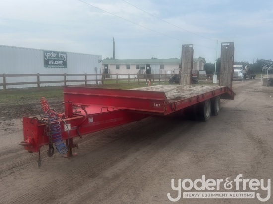 2000 Crosley 26' Tandem Axel Tag Trailer, 18' Flat Deck, 7' Ramps, Air Brakes, 14,000lb GVWR