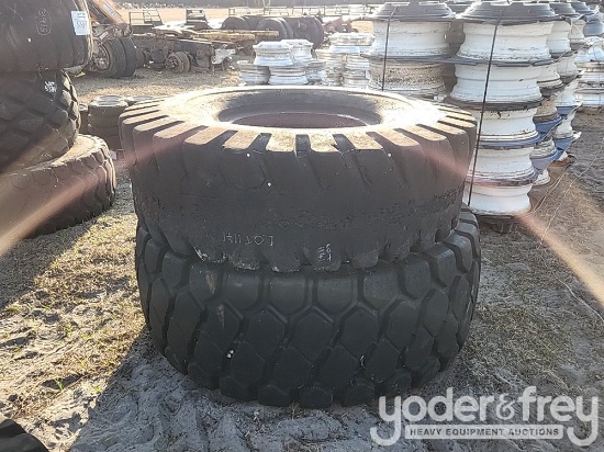 Various Size Tyres (2 of), Michellin 21.00x33 Tire, Pallet of Various Sized Tire & Rim to suit Cars