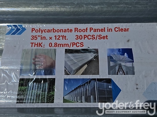 Unused Polycarbonate Clear Roof Panel, 12' x 3' (30 of)