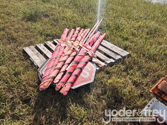 Pallet of Road Flags and Road Signs