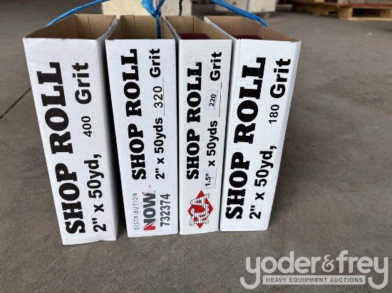 Unused RCA Aluminum Oxide Emery, 220 Grit 1.5" x 150', 180 Grit 2" x 150', 400 Grit 2" x 150' , 320