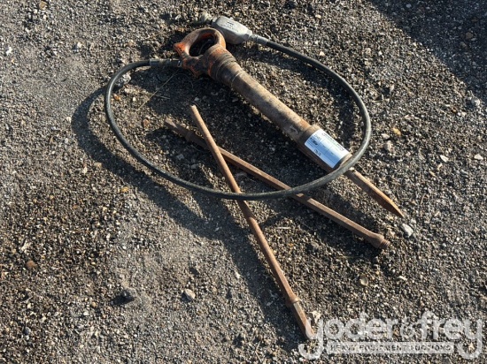 Pneumatic Rock Drill/ Air Jackhammer w/ Drill Steels and Air Hose