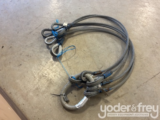 Unused Kennedy Wire Rope Services, Wire Rope Sling 5Leg,2- 5/8" x 5', 2- 5/8" x 5.6', 1- 3/4" x 6'