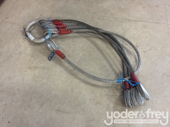Unused American Rigging Supply, Wire Rope Sling, 5 Leg, 4- 5/8" x 4', 1- 3/4" x 6'