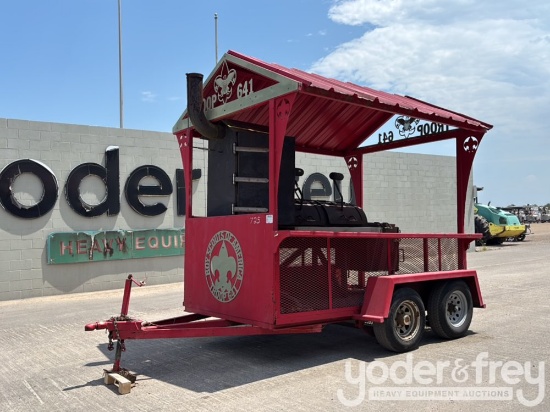 BBQ Smoker Trailer/ Custom Cook Trailer, 10' Long, Main Grill/ Smoker 5' Long, Extra Smoker/Firebox