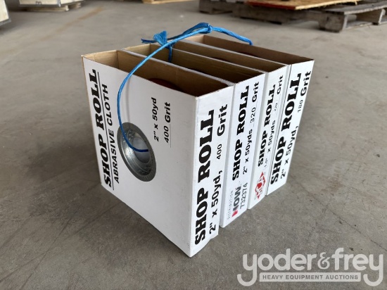 Unused RCA Aluminum Oxide Emery, 220 Grit 1.5" x 150', 180 Grit 2" x 150', 400 Grit 2" x 150' , 320