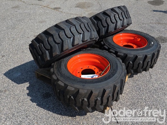 Unused 12-16.5 Tires w/ Rims to suit Bobcat Skidsteer (4 of)