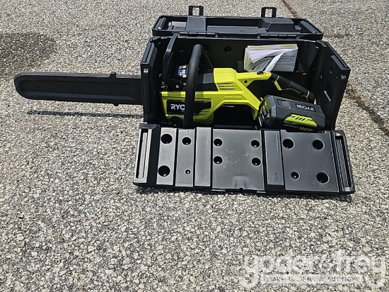 Ryobi 18" Chainsaw, Electric c/w 5ah Battery, Case (No Charger)