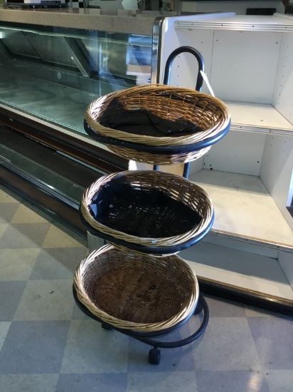 3 BASKET ROLLING BAKERY DISPLAY RACK