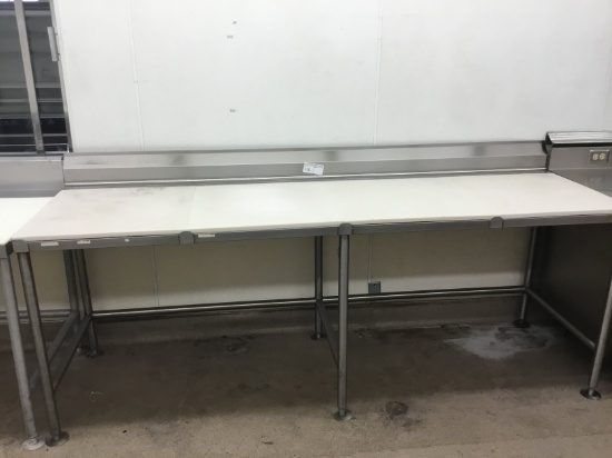 8' POLY TOP TABLE WITH BACK SPLASH