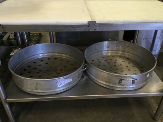 2 LARGE ALUM. STEAM POTS