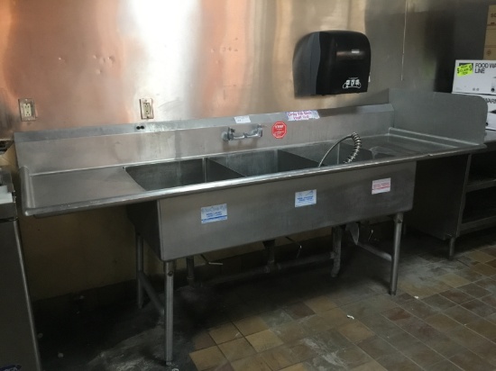 SS 3 hole 2 drain board sink