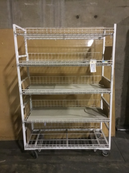 METAL DISPLAY RACK ON WHEELS