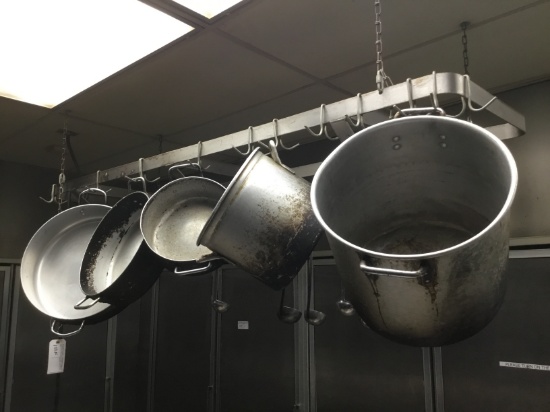 HANGING POT RACK W/POTS