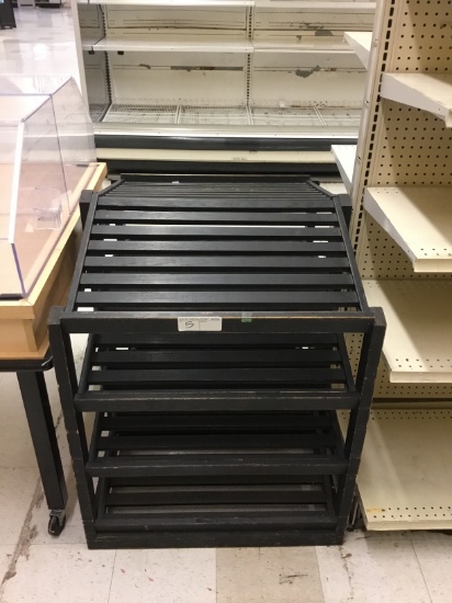 2 BLACK BAKERY DISPLAY SHELVES