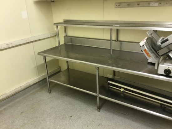 8' S.S. TABLE W/UPPER SHELVE