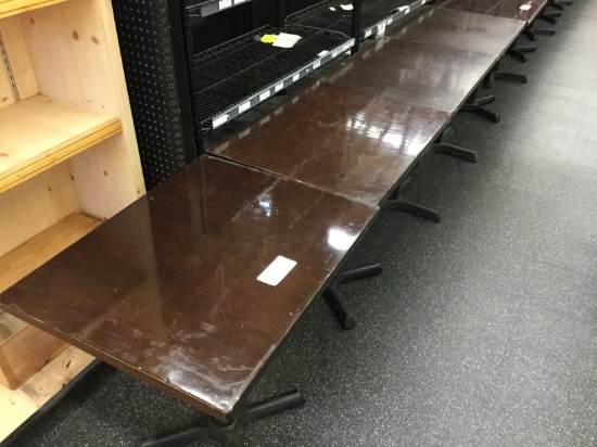 4 SMALL WOOD DELI TABLES
