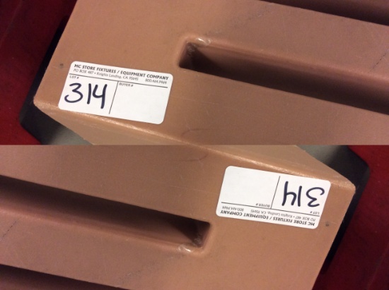2 5' Light brown plastic dunnage racks