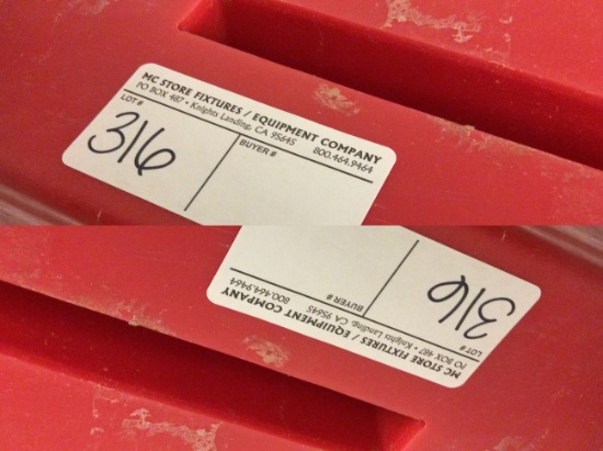 3 5' red plastic dunnage racks