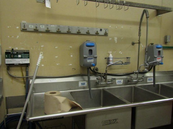 10' SS 3 HOLE/2 DRAIN BOARD BAKERY SINK