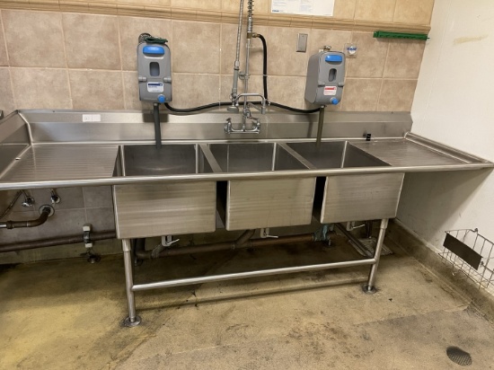 3 Hole 2 Drain Board SS Sink