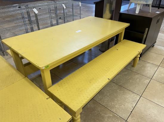 6'x2' Yellow Picnic Table with Benches