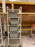 ALUMINUM ROLLING MEAT CART WITH MEAT TUBS