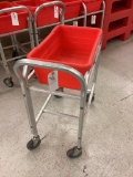 ALUMINUM ROLLING MEAT TUB CART WITH RED TUB