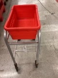 ALUMINUM ROLLING MEAT TUB CART WITH RED TUB