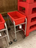 ALUMINUM ROLLING MEAT TUB CART WITH RED TUB