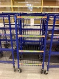2 BLUE ROLLING 4 SHELF DISPLAY STANDS