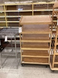 ROLLING 6 SHELF WOOD DISPLAY RACK