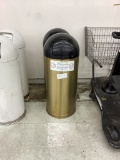 1 LOT 2 GOLD METAL GARBAGE CANS