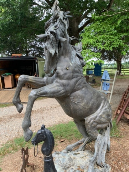 8ft Bronze Rearing Horse Statue
