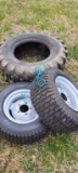 1 Skid Steer Tire, 2 Lawnmower Tires