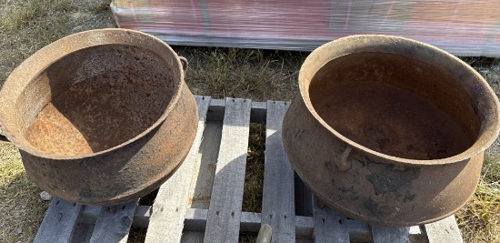 (2) Cast Iron Cauldrons
