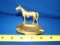 Brass horse mounted on horseshoe ashtray