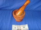 vintage wooden mortar and pestle