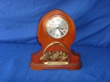 Wood race horse mantel clock