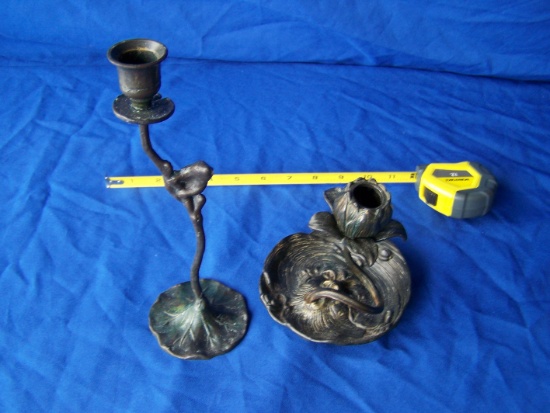 2  floral candleholders