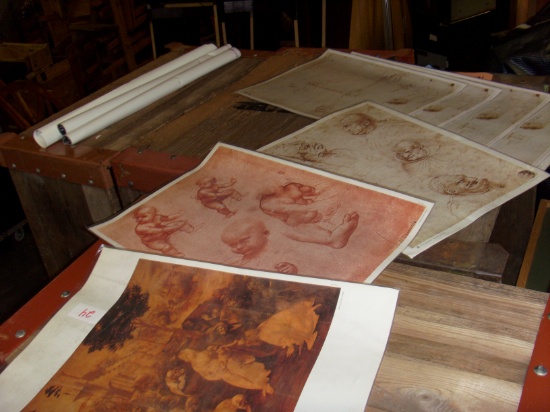 8 sleeved prints of Da Vinci drawings -21" x 14"