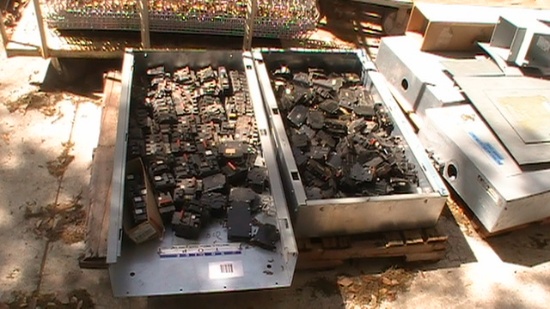Two panel boxes and breakers large assortment of breakers square d over 100 breakers