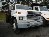 1990 FORD FT800 FLATBED TRUCK, 152,559+ mi,  FORD DIESEL, 5-SPEED S# 1FDXK8