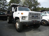 1990 FORD F800 DUMP TRUCK, 205,257+ mi,  FORD DIESEL, 5+2-SPEED S# 1FDXK84P