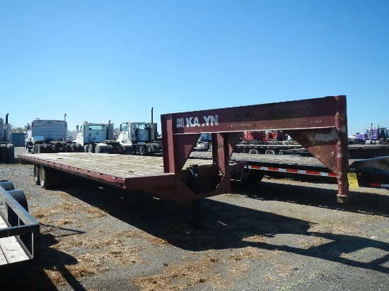 1984 KALYN FLATBED TRAILER,  GOOSENECK, 32', TANDEM AXLE DUALS, ELECTRIC BR