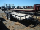 2010 DAKOTA UTILITY TRAILER,  14', TANDEM AXLE, FOLDING REAR GATE/RAMP, S#