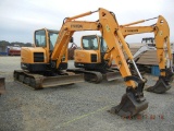 2015 HYUNDAI ROBEX 60CR-9 HYDTAULIC EXCAVATOR, 215 hrs,  CAB, AC, STEEL TRA