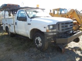2003 FORD F-350 UTILITY TRUCK,  V10 GAS, AUTOMATIC, TOOLBOX BED, HYRAIL SET